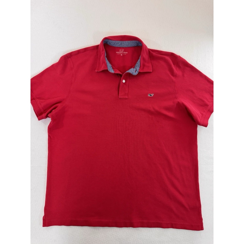 Vineyard Vines Mens Polo XL Red Short Sleeve Casual Preppy 100% Cotton Logo